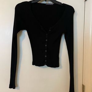 Brandy Melville Black Button Up Top